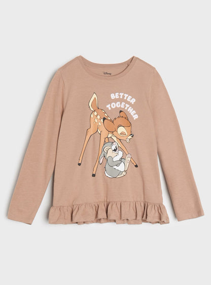 Bambi Girls Long Sleeve Brown Tee