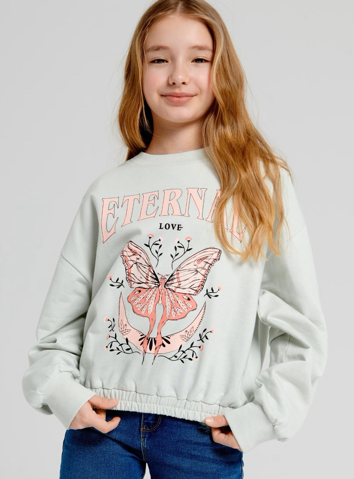 Girls Printed Pullover Sweatshirt