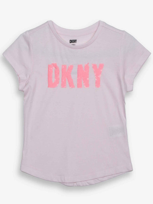 Girls Sequin Pale Pink T Shirt