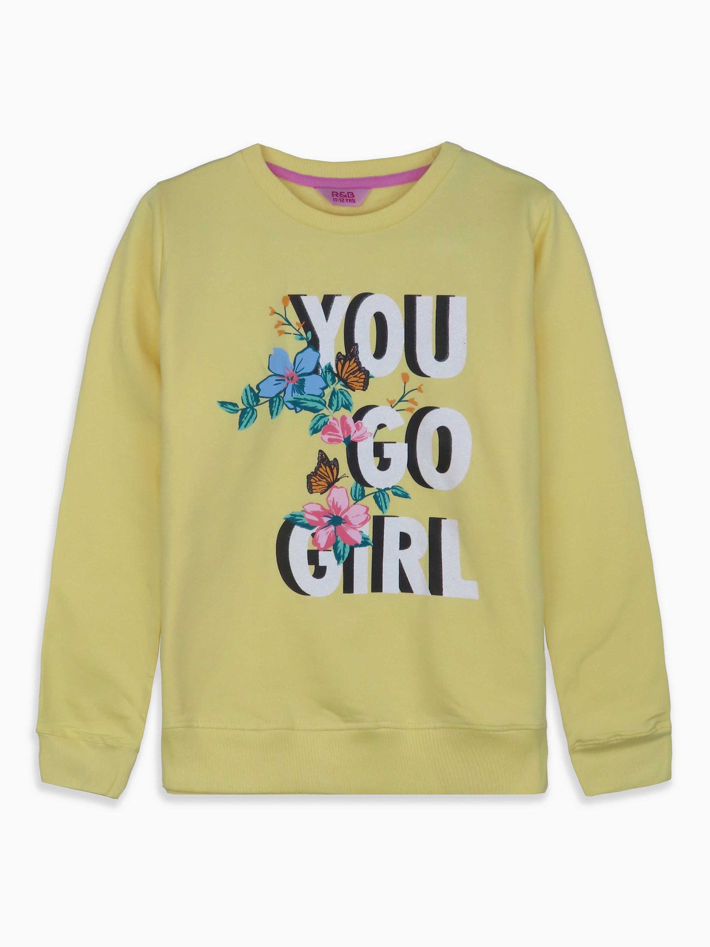 Girls Yellow Fleece Pullover Sweatshirt