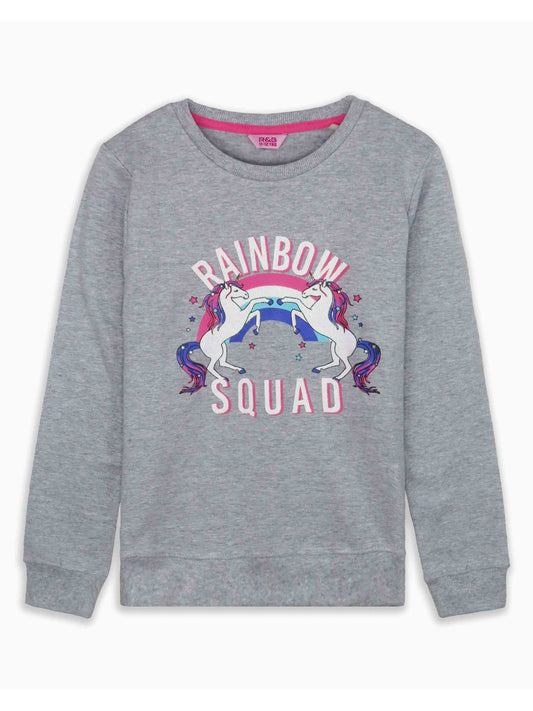 Girls Grey Fleece Pullover Sweatshirt