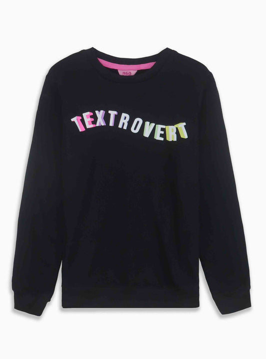 Girls Black Fleece Pullover Sweatshirt