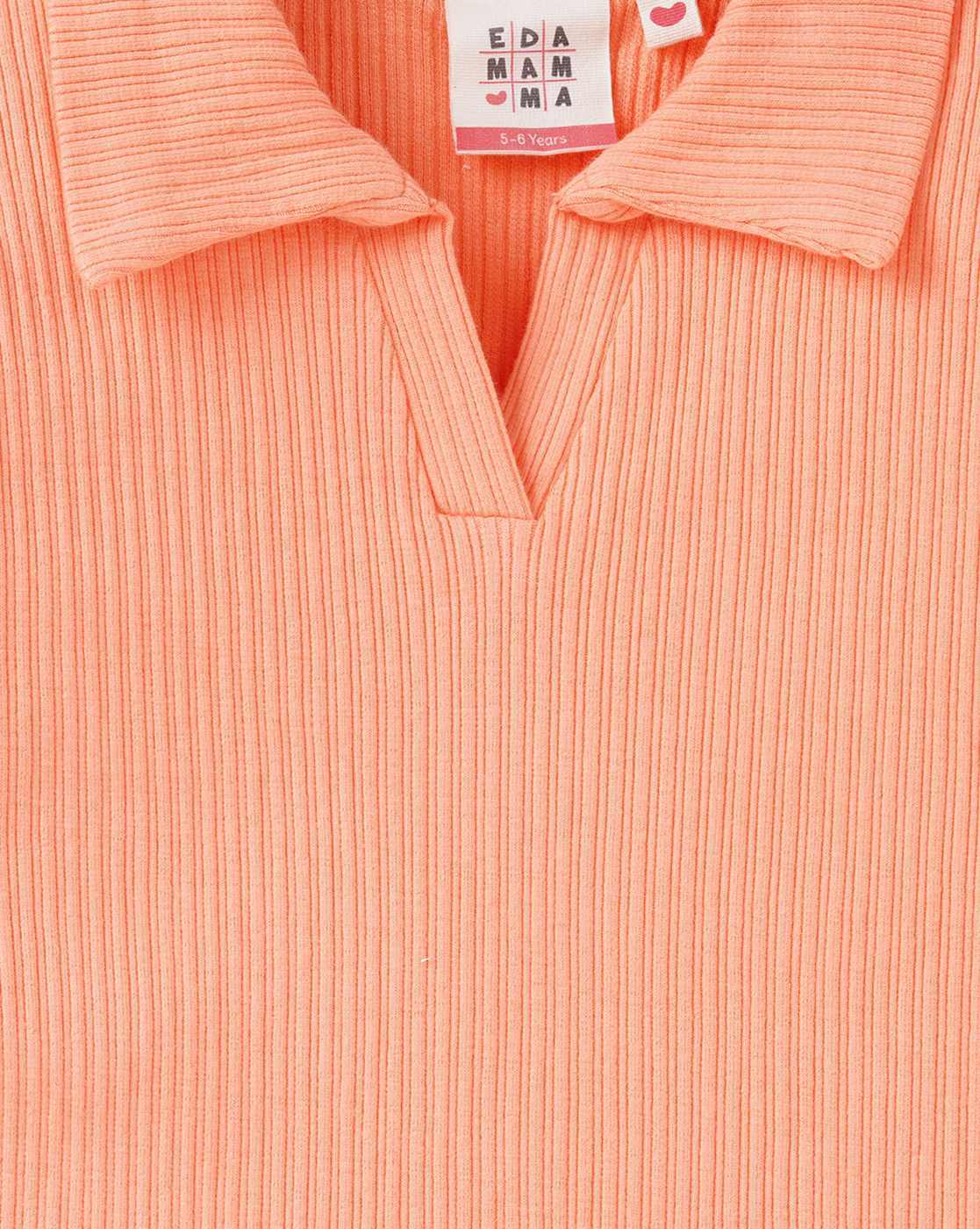 Girls Ribbed Polo T-Shirt