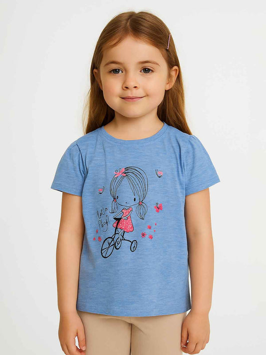 Girls Printed T Shirt Blue