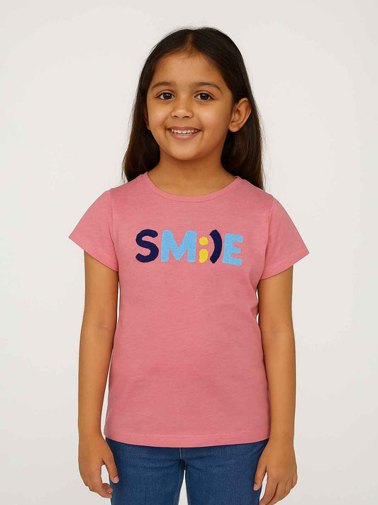 Girls Pink Applique T Shirt