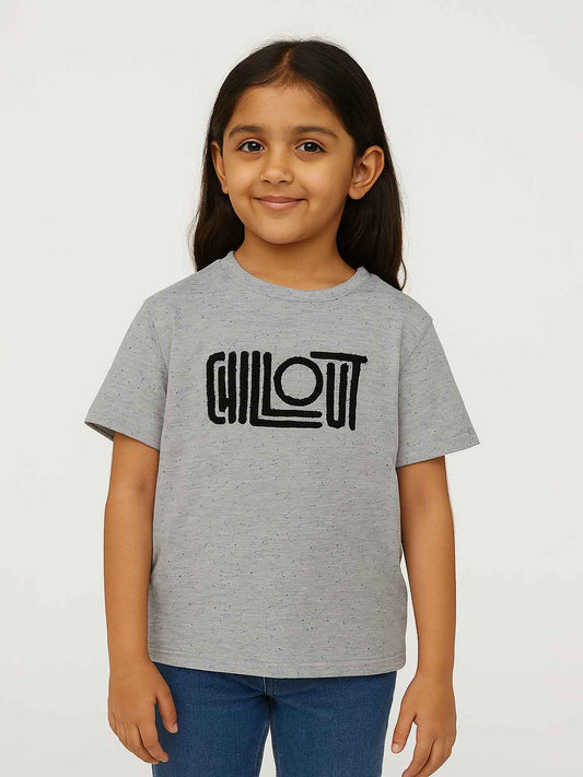 Girls Grey Chillout Applique T Shirt