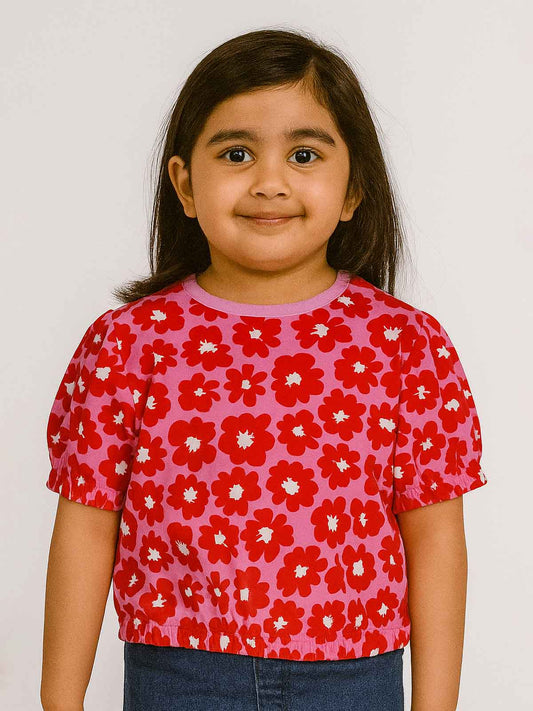 Girls French Terry Pink Crop Top