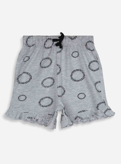 Girls Grey Melange Aop Knit Shorts