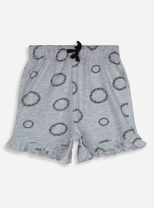 Girls Grey Melange Aop Knit Shorts