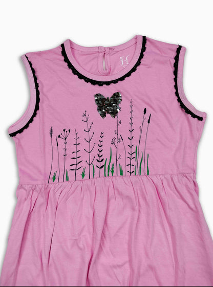 Girls Pink Sequined Dress