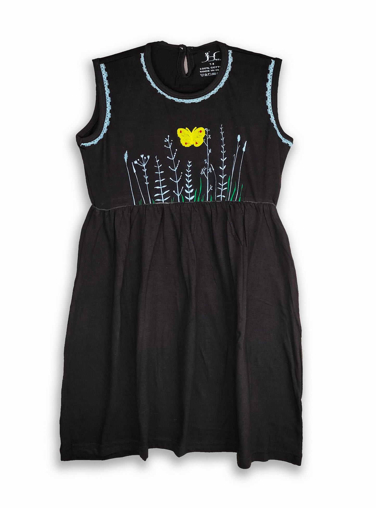 Girls Brown Applique Dress