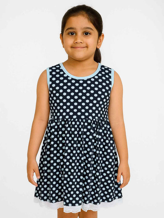 Girls Black Dot Dress