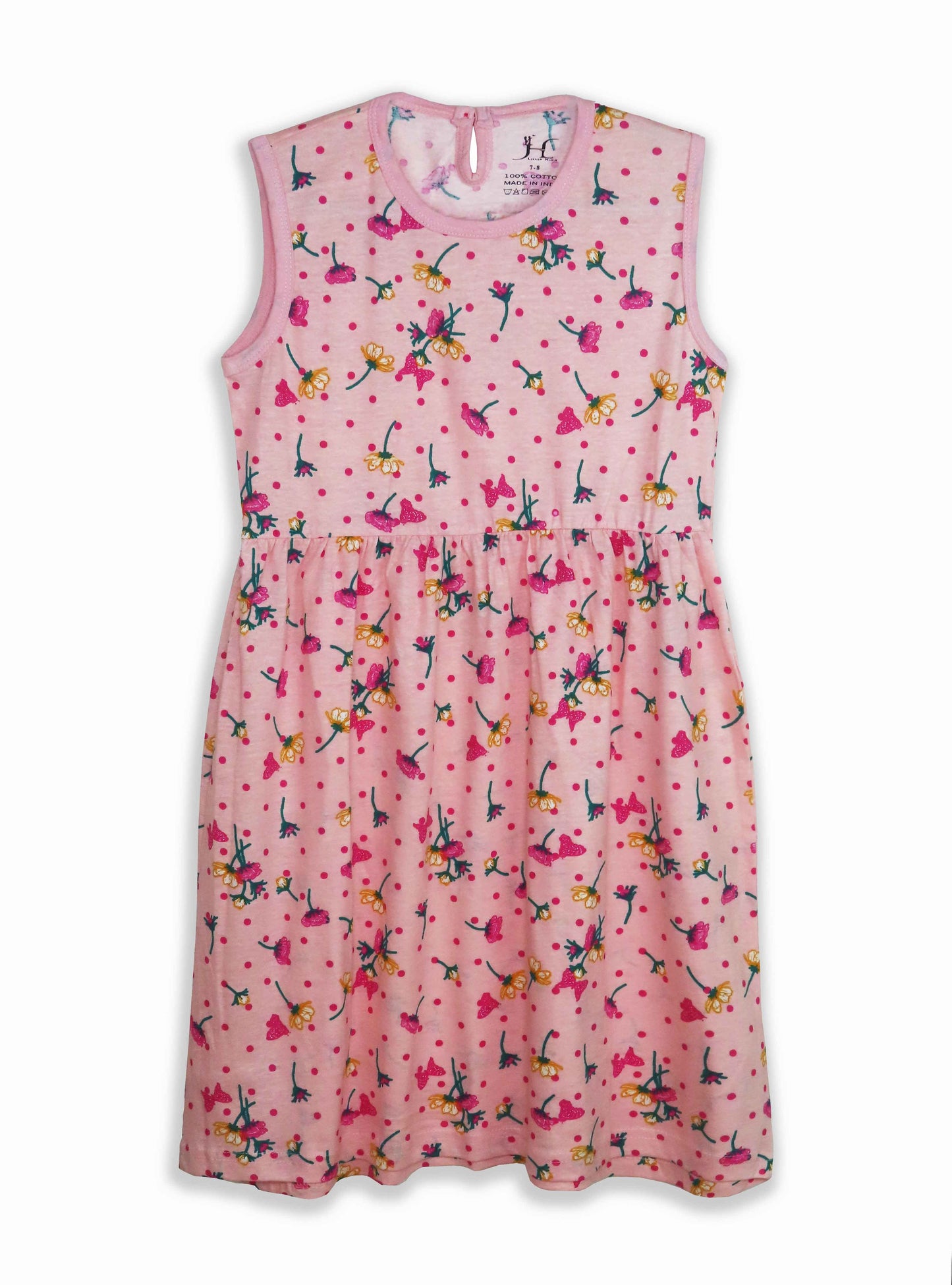 Girls Pink Floral AOP Dress