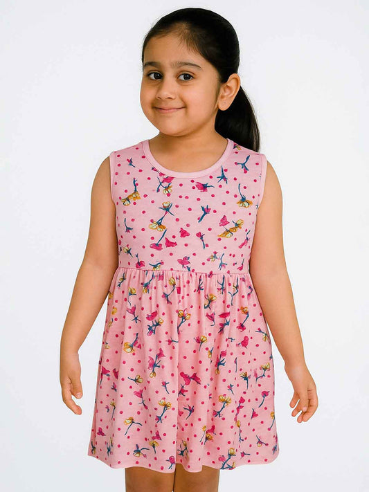 Girls Pink Floral AOP Dress