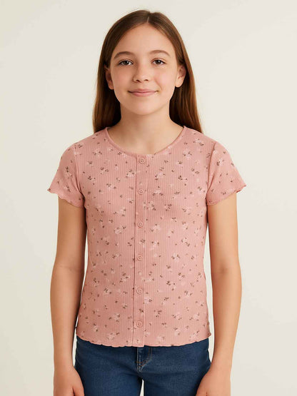 Girls Printed Drop Needle Top