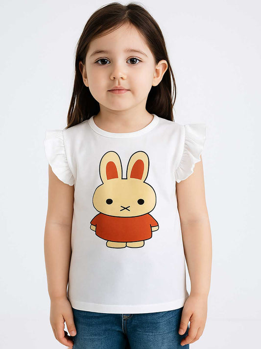 Girls Printed Top White