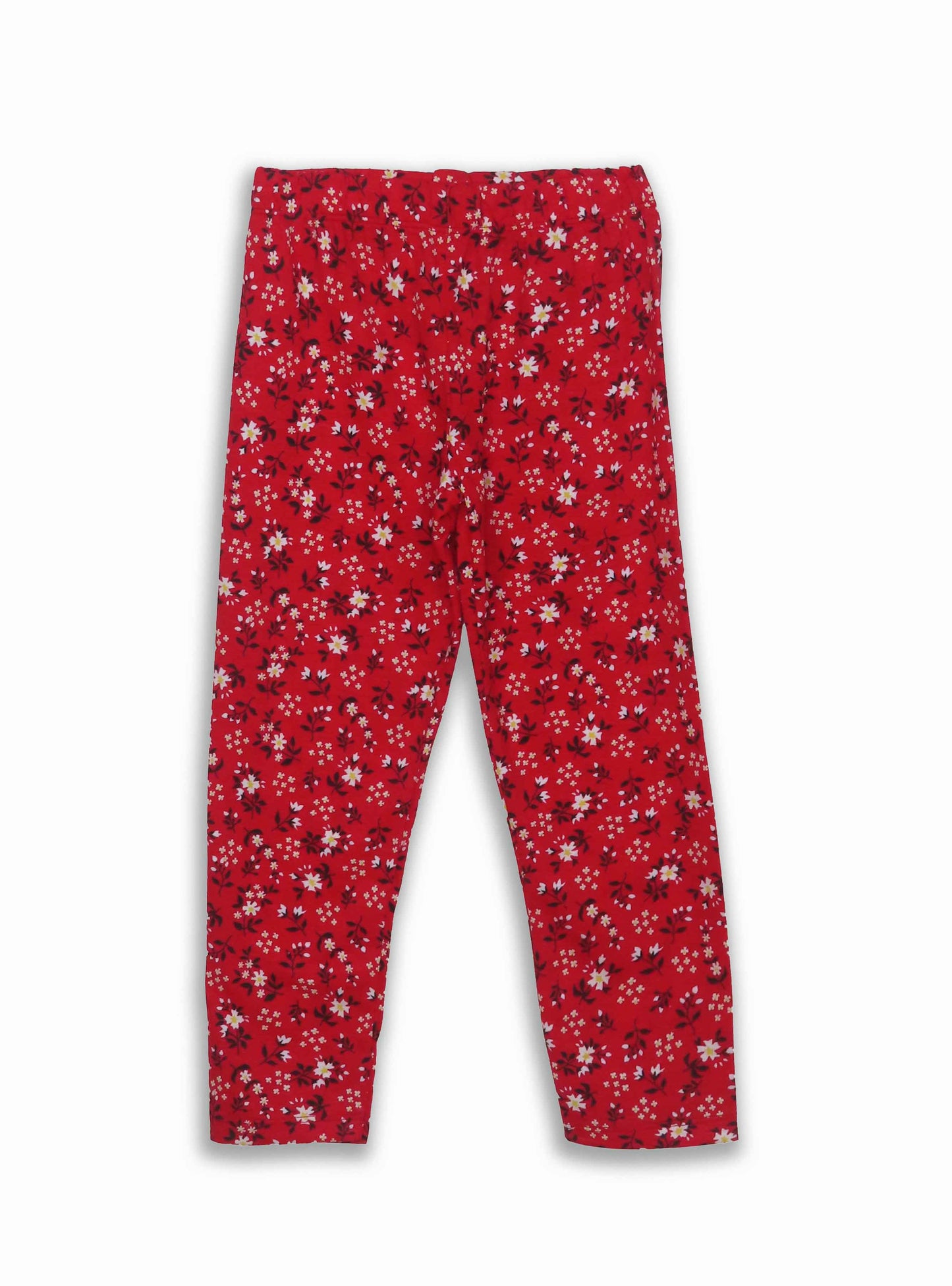 Girls Printed Green-Red Pyjama Set