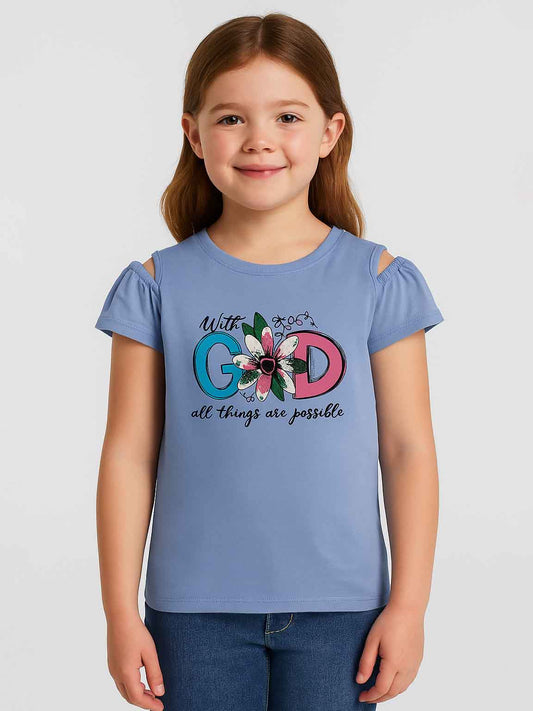Girls Printed Could Shoulder Lilac Top