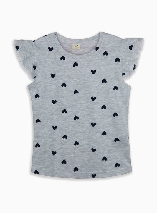 Girls Printed Grey Top