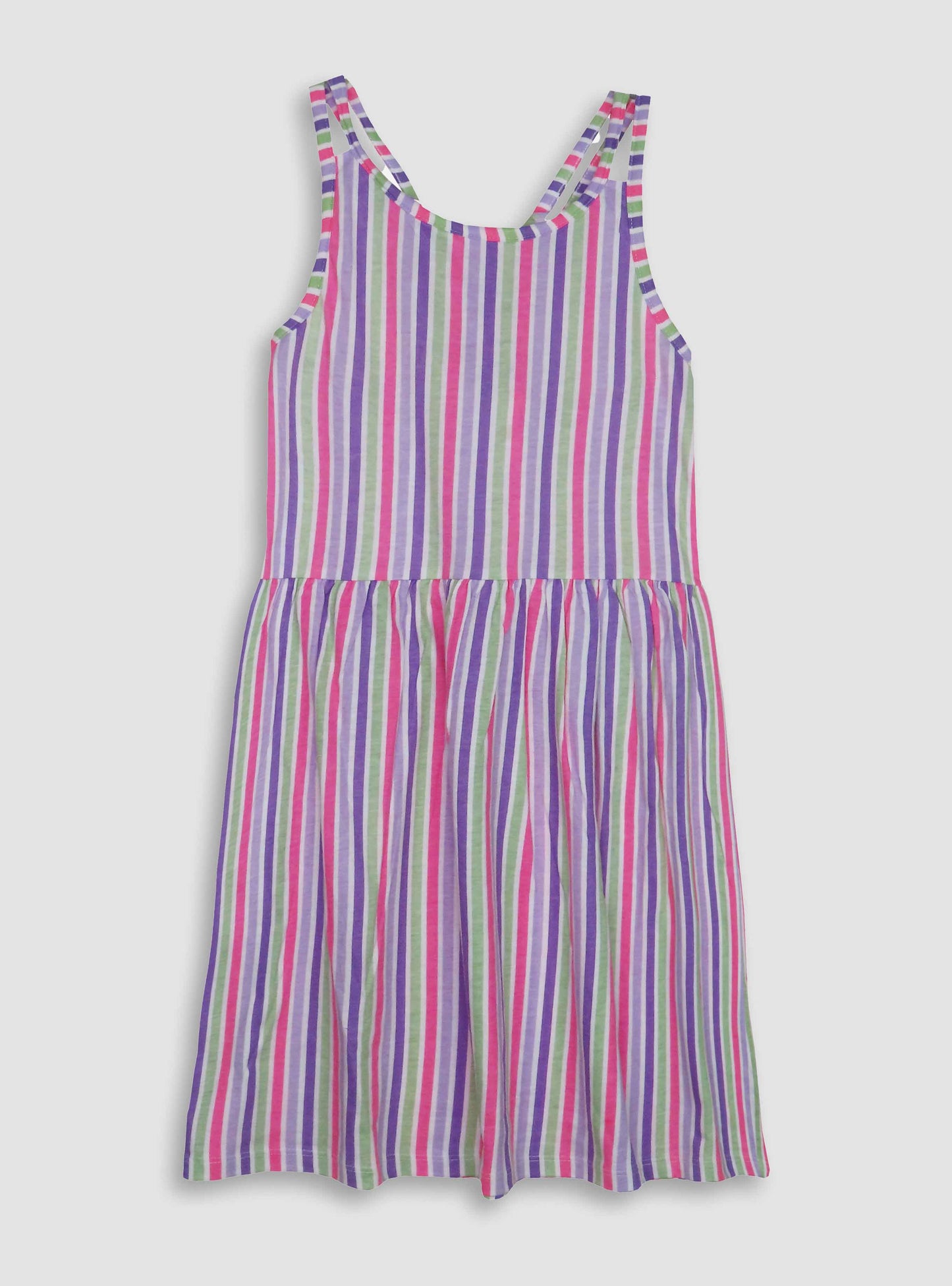 Girls Multi Printed Stripes Dress