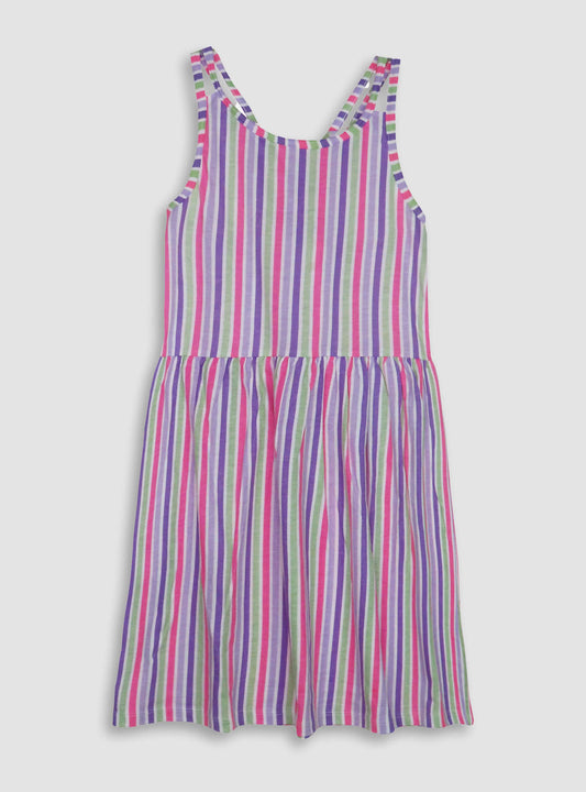 Girls Multi Printed Stripes Dress