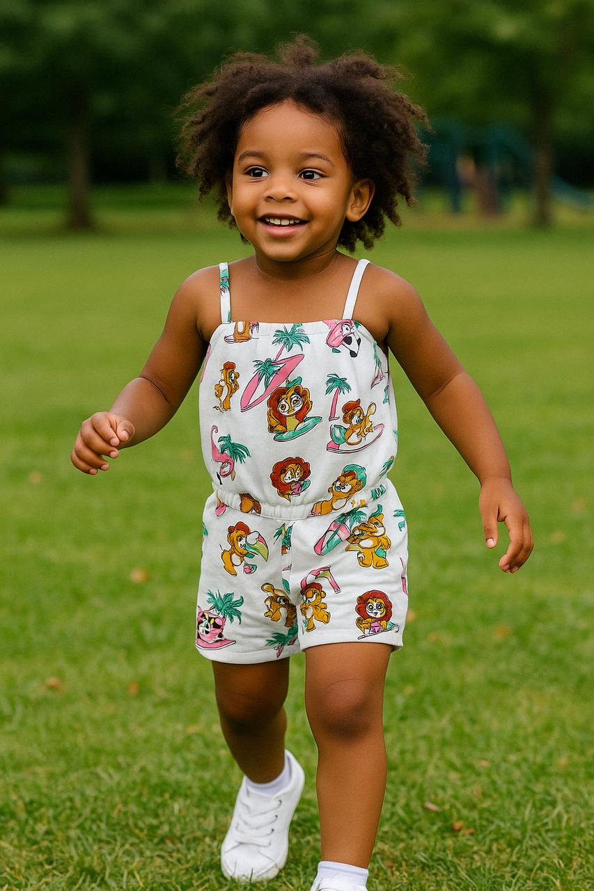 Girls Printed Dungaree