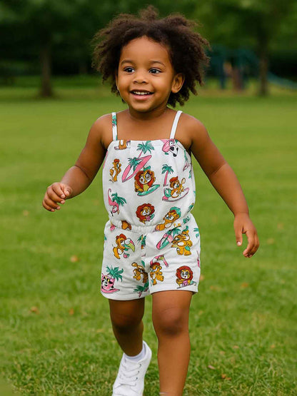 Girls Printed Dungaree