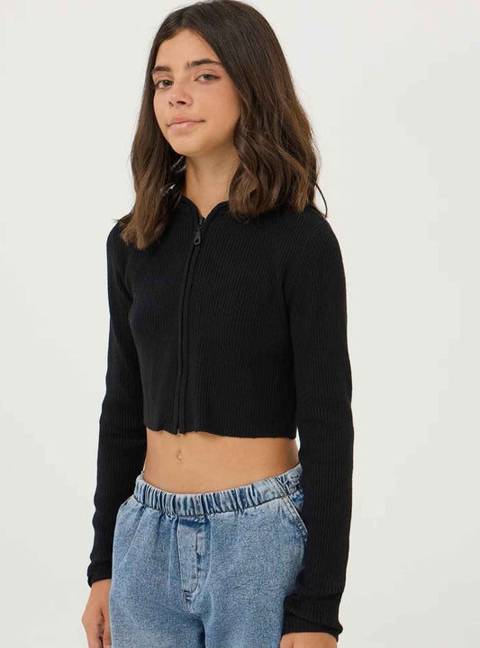 Li'chic Girls Cropped Hooded Rib Sweatshirt