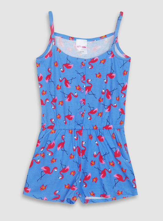 Girls Printed Dungarees