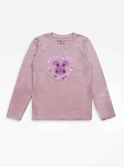 Girls Printed Pink Pyjama Set