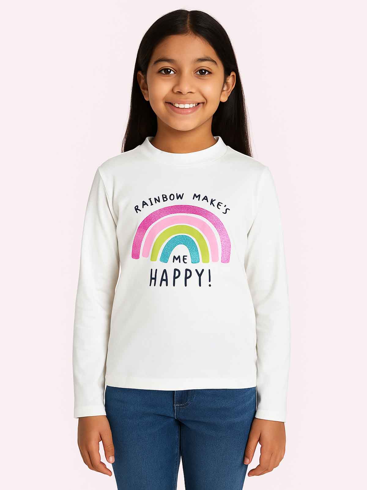 Girls Turtle Neck White Top