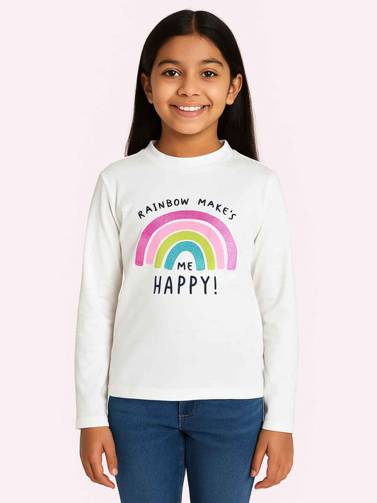 Girls Turtle Neck White Top