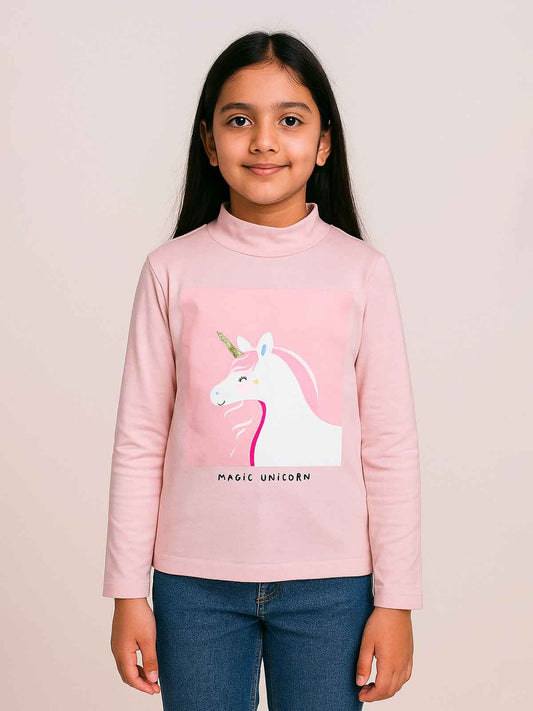 Girls Turtle Neck Pink Top