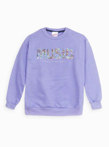 Girls Sequined Pullover Sweatshirt Violet