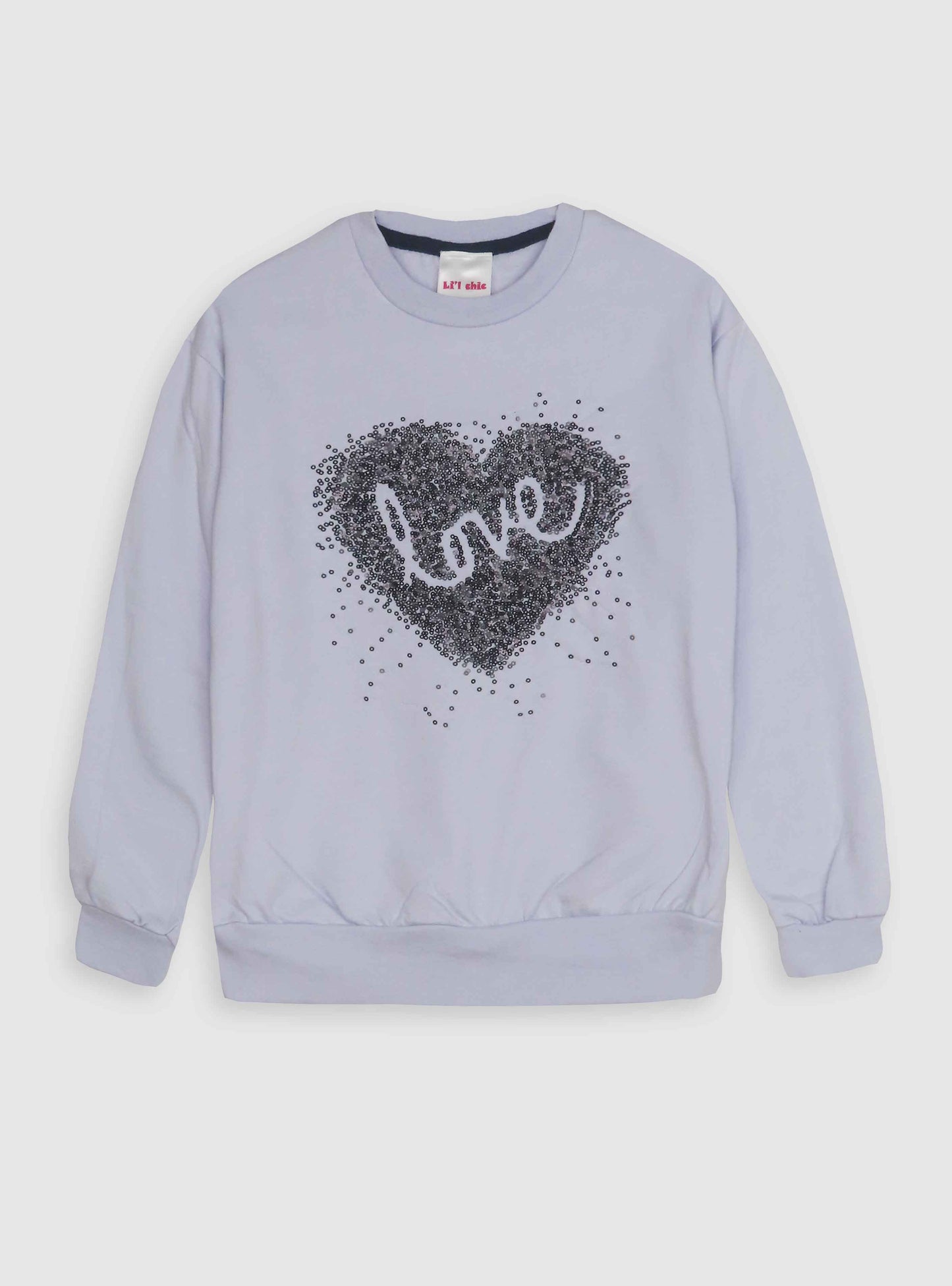 Girls Sequined Pullover Sweatshirt Lilac