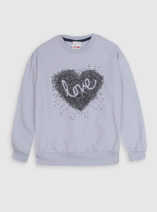 Girls Sequined Pullover Sweatshirt Lilac