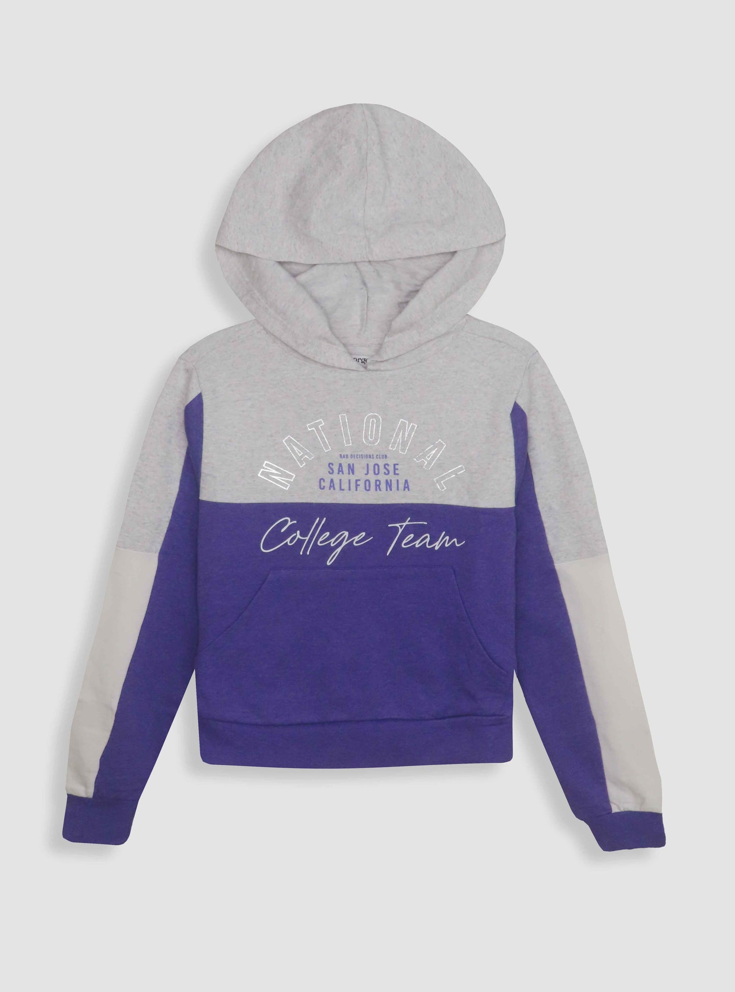 Girls Hooded Pullover Sweatshirt Grey