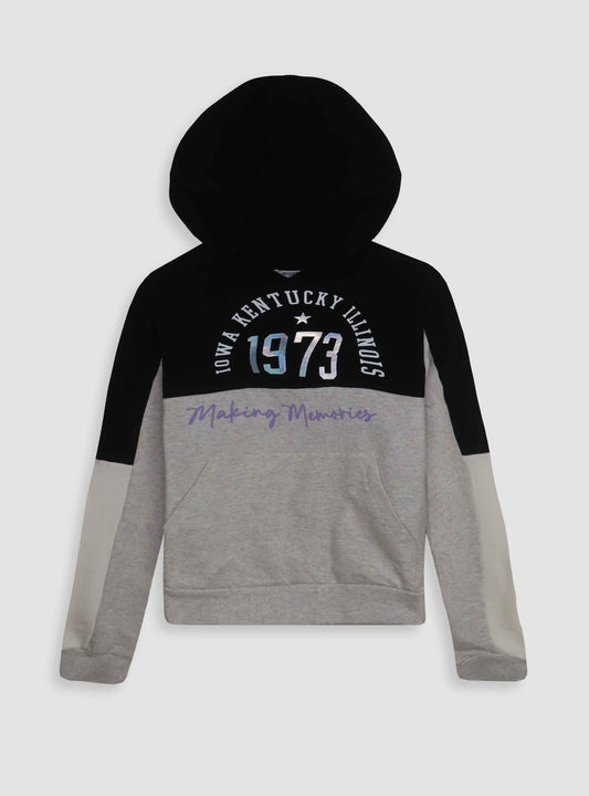 Girls Hooded Pullover Sweatshirt Black