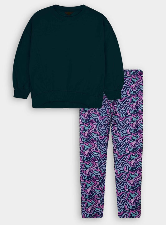 Girls Outerwear Set Fleece Sweatshirt and Legging