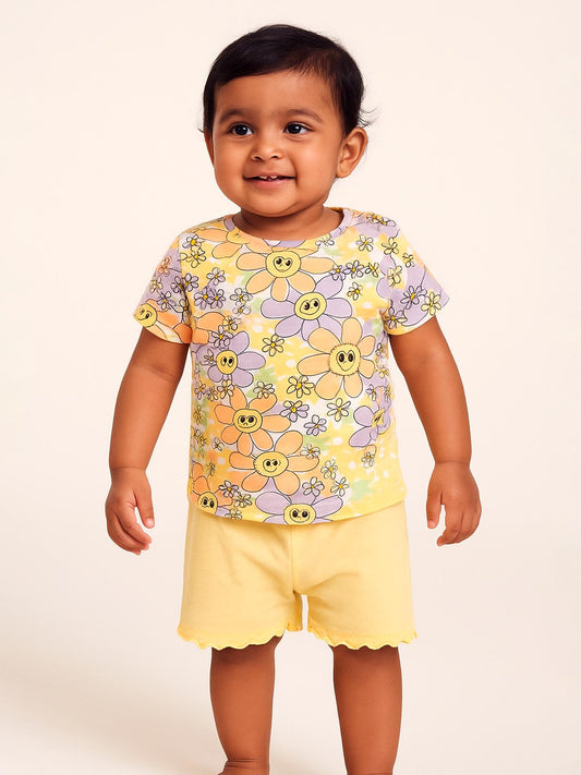 Girls Printed Shorty Set