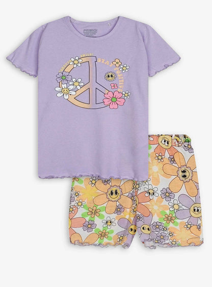 Girls Printed Shorty Set