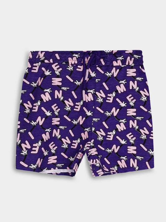 Girls French Terry Shorts Purple AOP