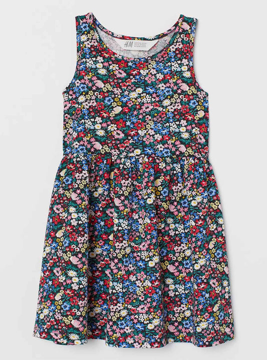 Girls Navy AOP Dress