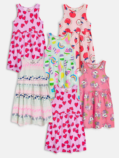 Girls Printed Dress Mixed