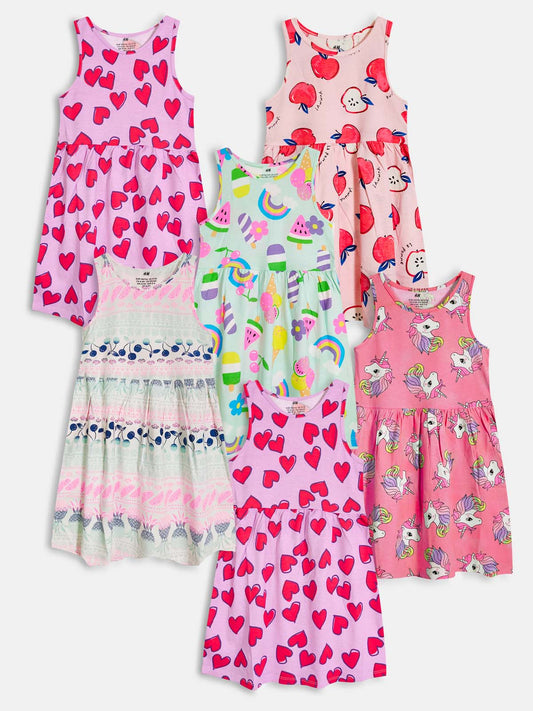 Girls Printed Dress Mixed