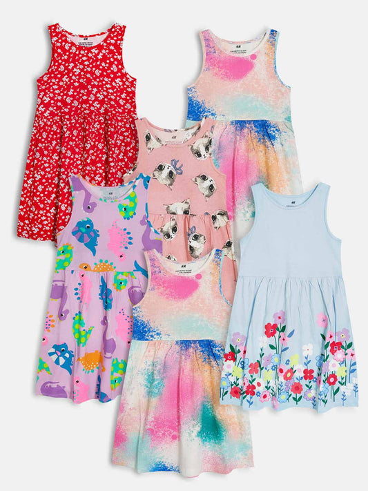 Girls Printed Dress Mixed