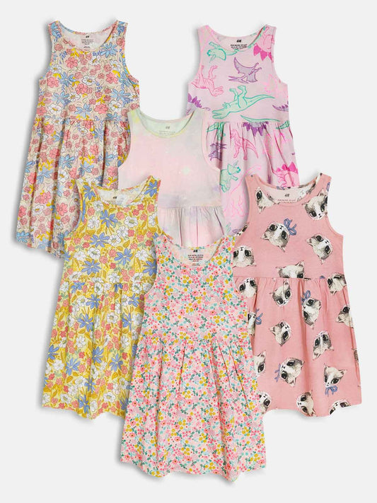 Girls Printed Dress Mixed
