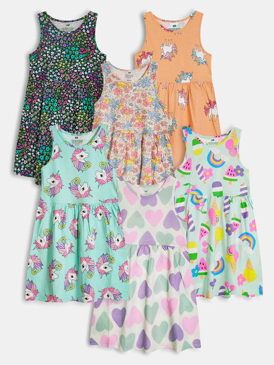 Girls Printed Dress Mixed