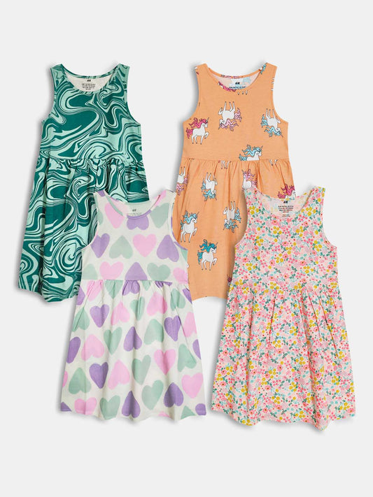 Girls Printed Dress Mixed