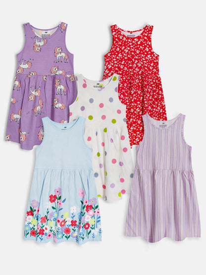 Girls Printed Dress Mixed